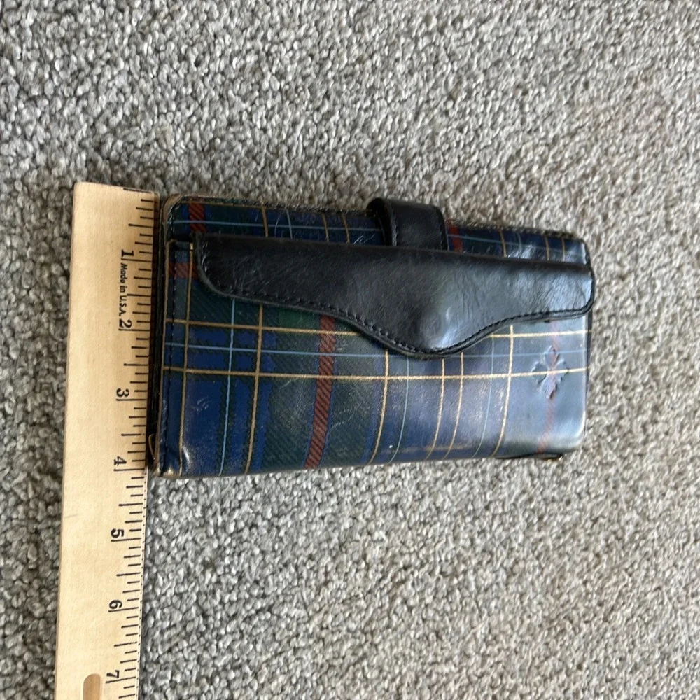 Patricia Nash Plaid Wallet Womens linnet leather Blue Green Tartan Slim Clutch‎